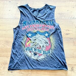 Rebel Republic American Outlaw  Tank Top Graphic Tee Shirt Women's Sz Small‎ S